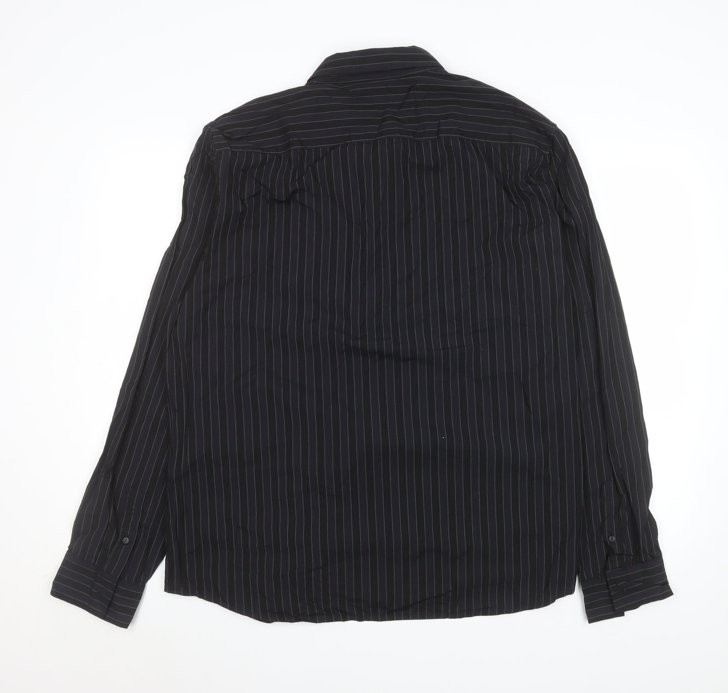 Linea Men's Black Pinstripe Cotton Long Sleeve Formal Shirt 2XL