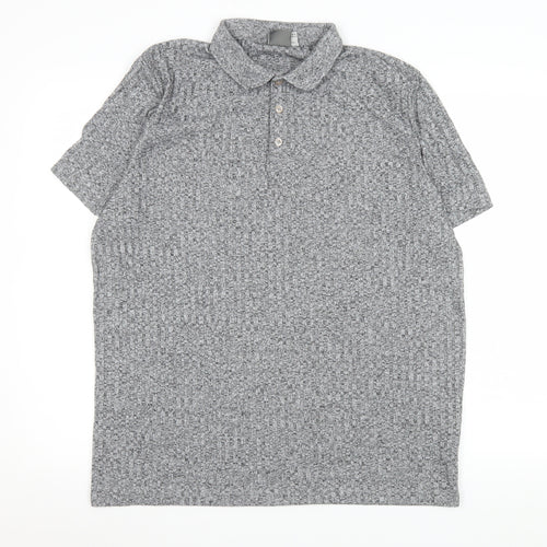 ASOS Men’s Grey Textured 2XL Short Sleeve Polo Shirt
