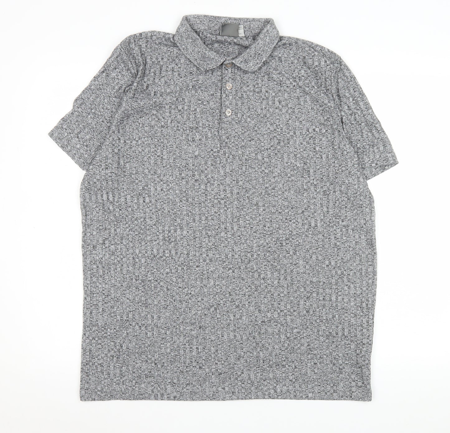 ASOS Men’s Grey Textured 2XL Short Sleeve Polo Shirt