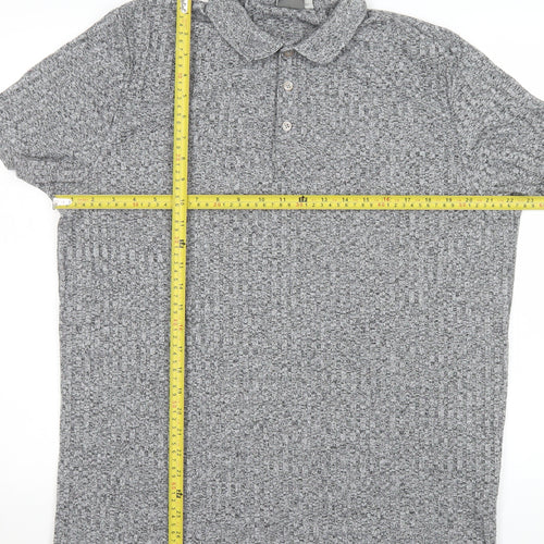 ASOS Men’s Grey Textured 2XL Short Sleeve Polo Shirt