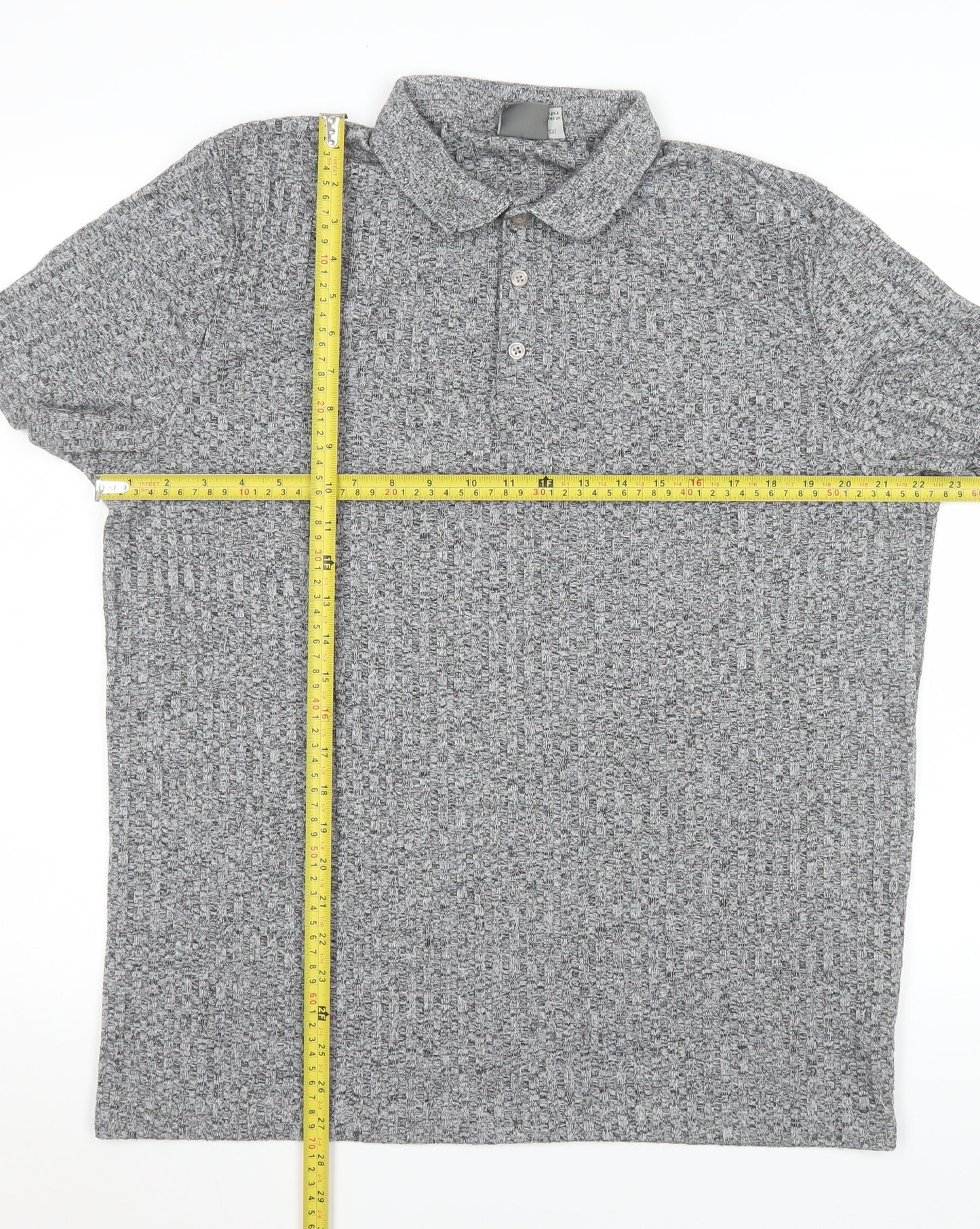 ASOS Men’s Grey Textured 2XL Short Sleeve Polo Shirt