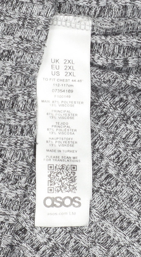 ASOS Men’s Grey Textured 2XL Short Sleeve Polo Shirt