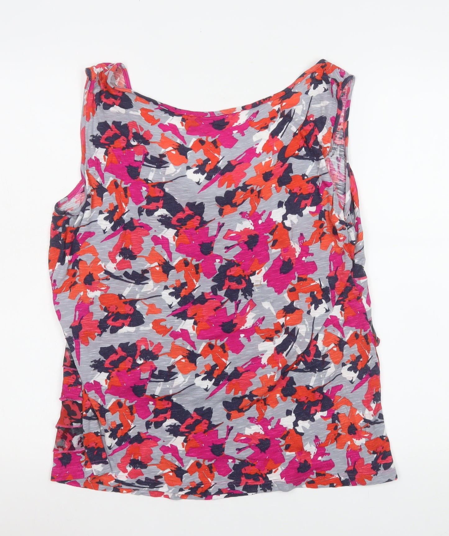 Marks and Spencer Per Una Women's Multicoloured Floral Sleeveless Ruffle Tank Top Size 14