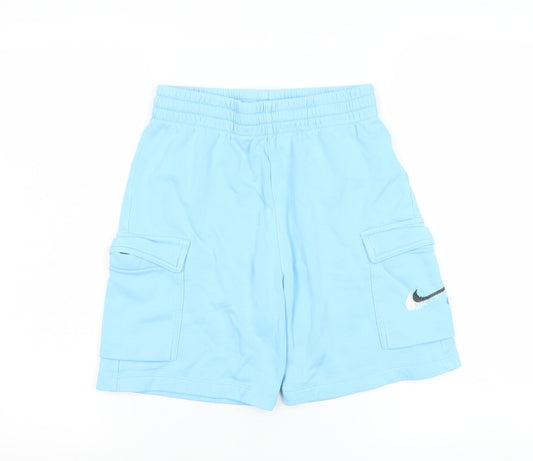 Nike Blue Cotton Cargo Shorts Teens L Stylish Sportswear