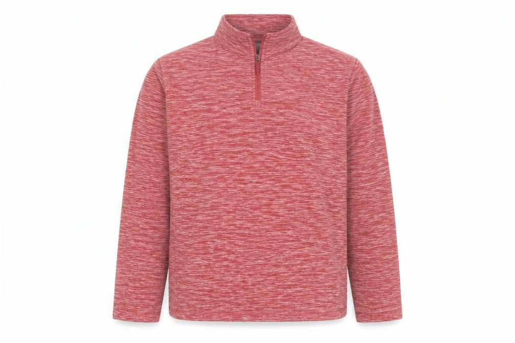 Front view of Crane Men's Red 1/4 Zip Fleece Pullover Sweatshirt, size M