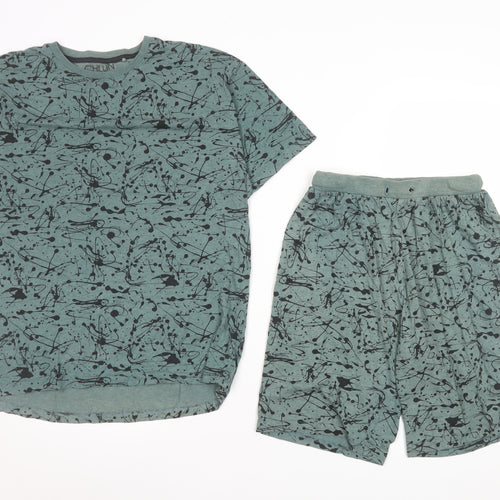 Next Boys Green Black Splatter Print 2 Piece Casual Outfit Set 13 Years