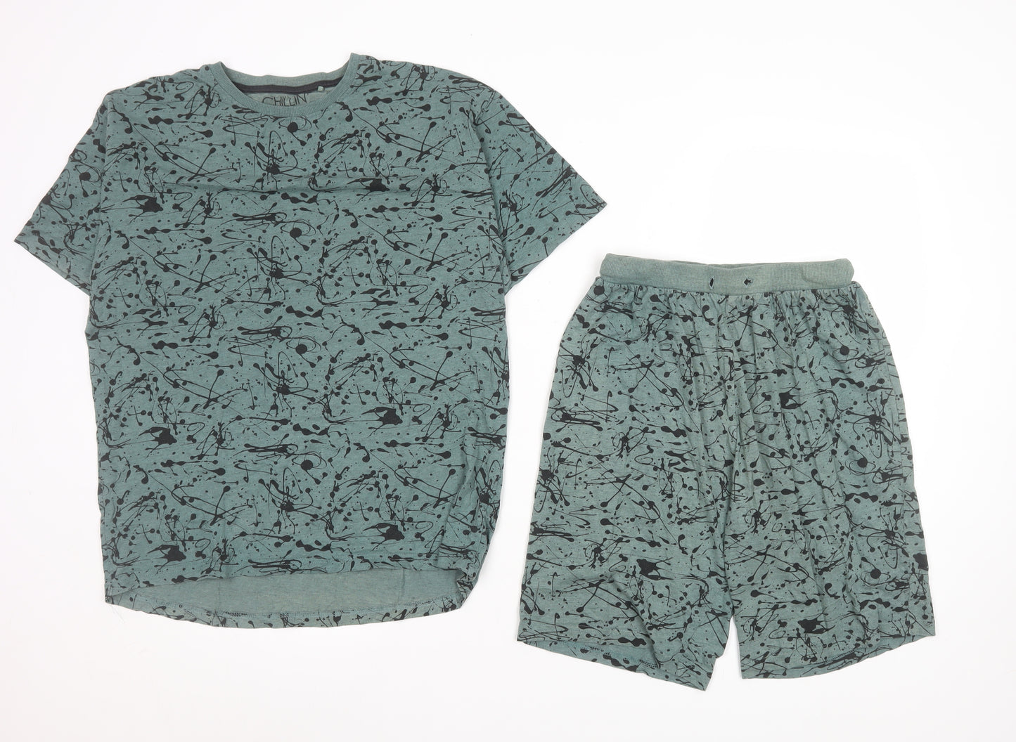 Next Boys Green Black Splatter Print 2 Piece Casual Outfit Set 13 Years