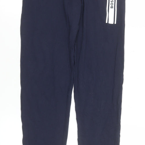 BOSS Women's Navy Track Pants Size S Elastic Waist Cotton Blend