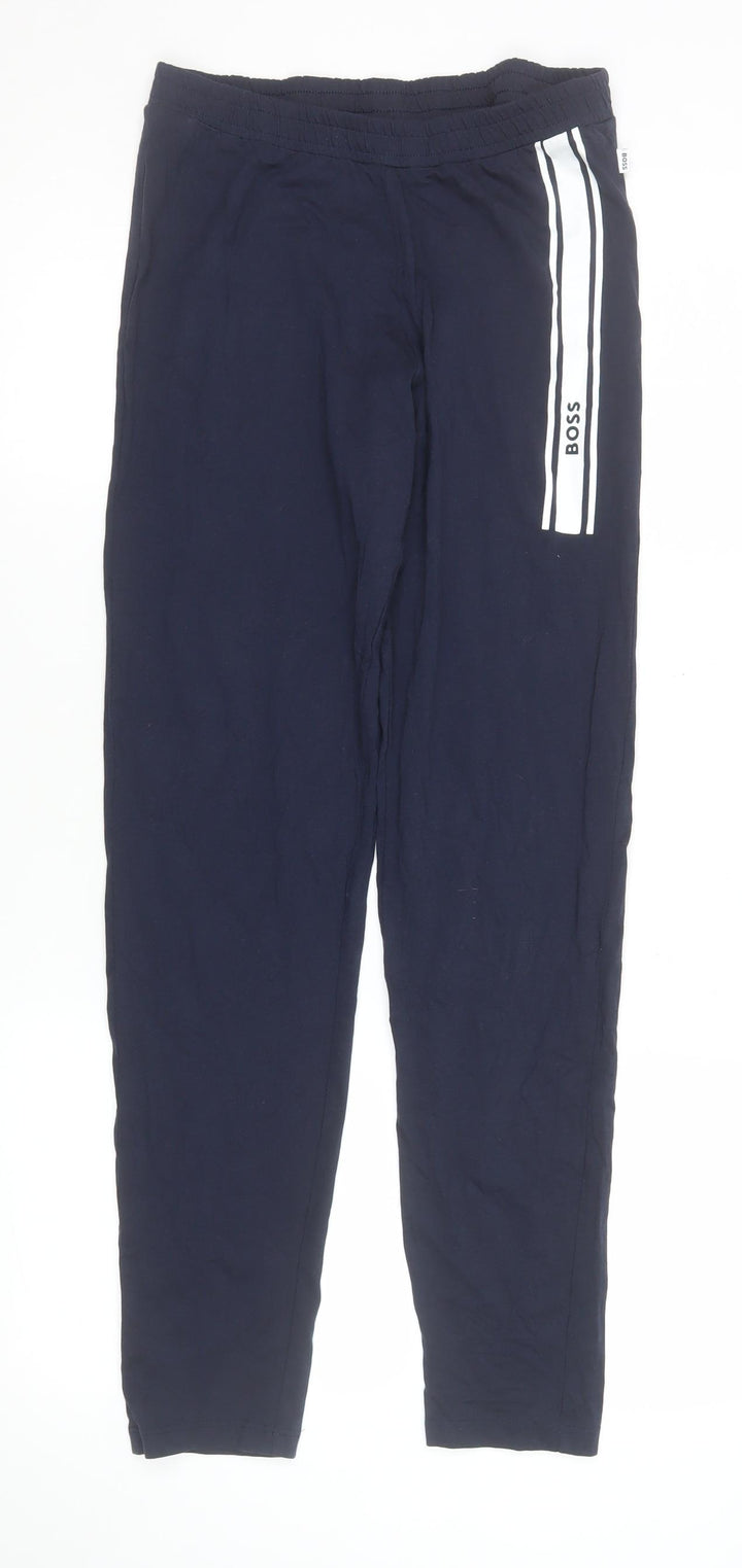 BOSS Women's Navy Track Pants Size S Elastic Waist Cotton Blend