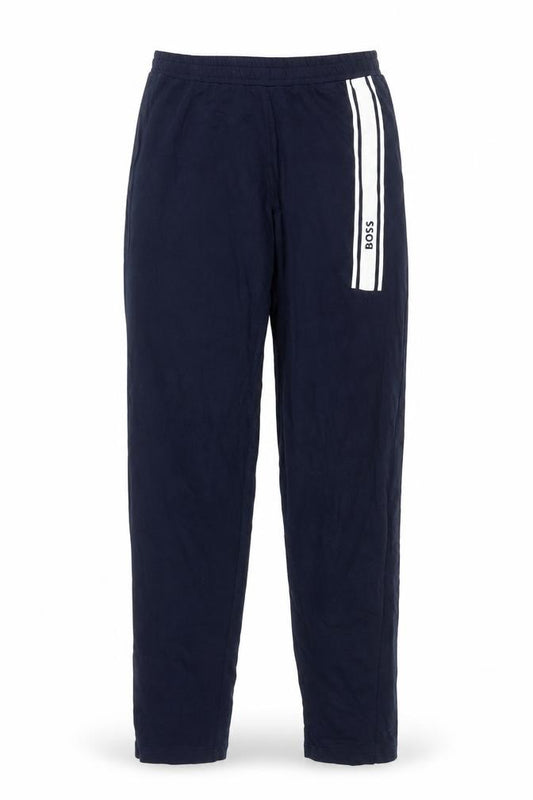 Front view of BOSS Women's Navy Track Pants, size S, Elastic Waist Cotton Blend