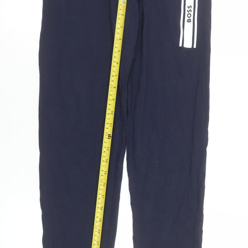 BOSS Women's Navy Track Pants Size S Elastic Waist Cotton Blend