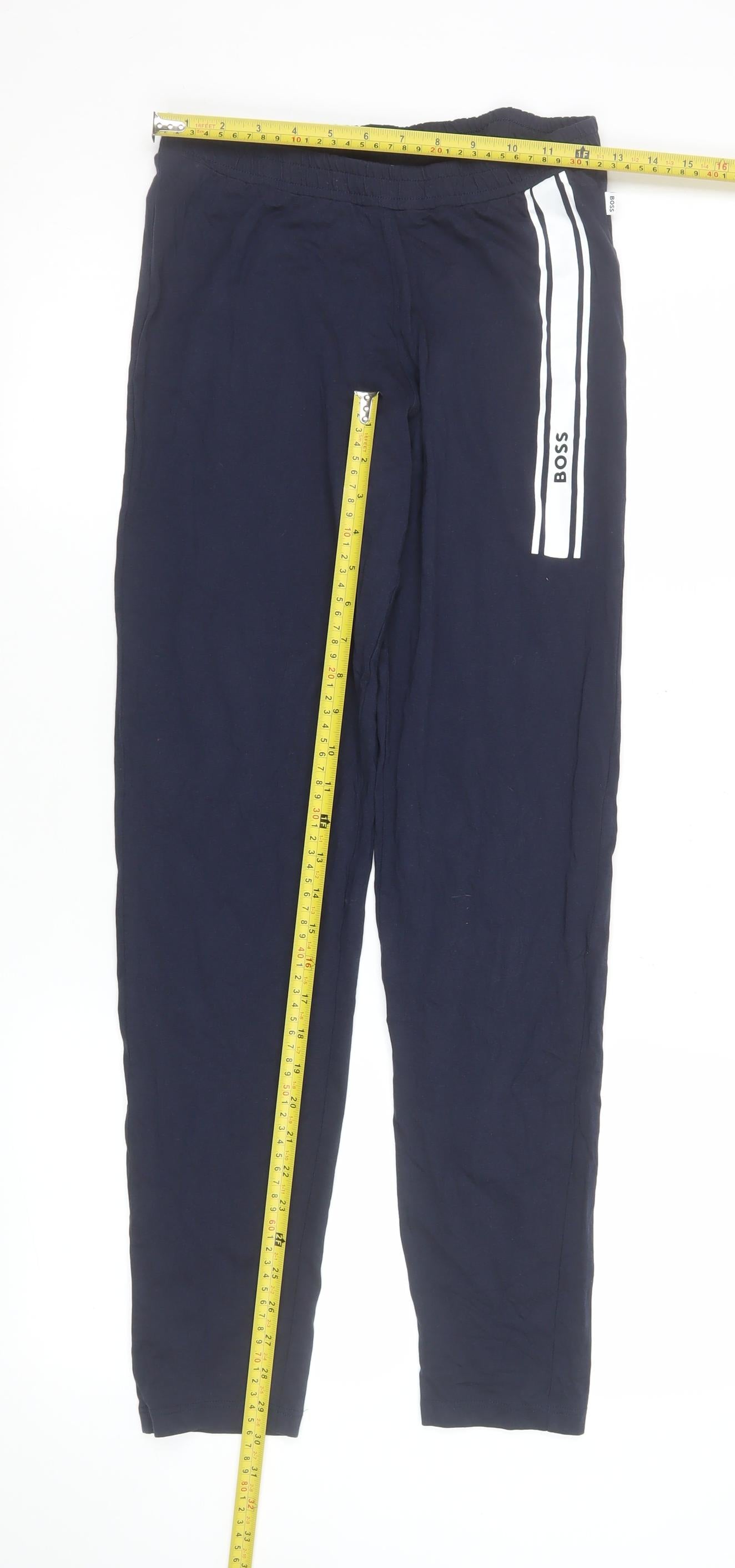 BOSS Women's Navy Track Pants Size S Elastic Waist Cotton Blend