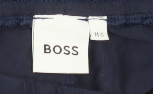 BOSS Women's Navy Track Pants Size S Elastic Waist Cotton Blend