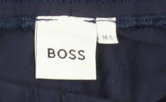 BOSS Women's Navy Track Pants Size S Elastic Waist Cotton Blend
