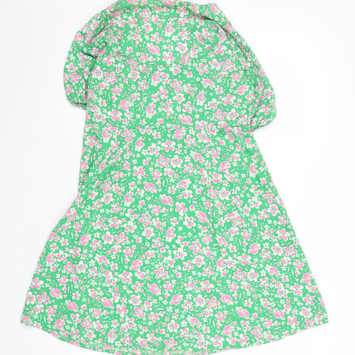 Influence Women’s Green Floral Short A-Line Puff Sleeve Dress Size 10