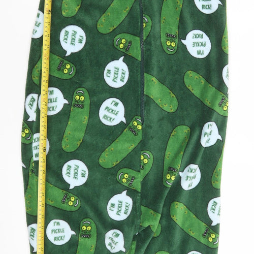 Rick and Morty Pickle Rick Green Fleece Hooded Onesie S Men's Nightwear