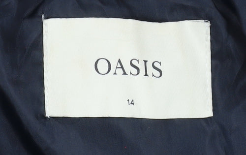 Oasis Women Black Faux Fur Hooded Long Parka Coat Size 14