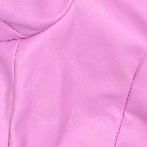 Bershka Women Pink Faux Leather Blazer Jacket Size S