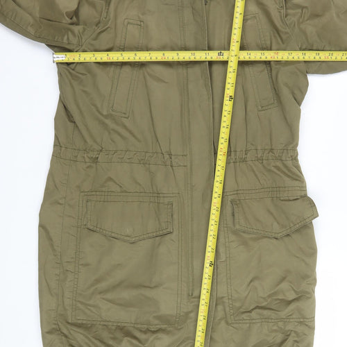 H&M L.O.G.G Women’s Green Cotton Hooded Parka Jacket Size 10