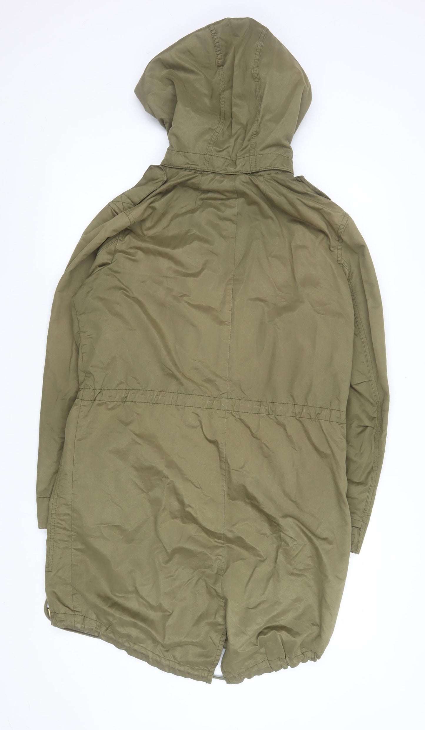 H&M L.O.G.G Women’s Green Cotton Hooded Parka Jacket Size 10