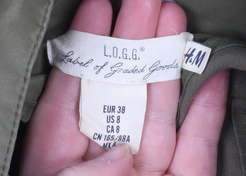 H&M L.O.G.G Women’s Green Cotton Hooded Parka Jacket Size 10