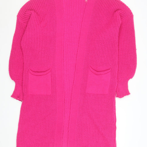 QED London Women’s Pink Chunky Knit Longline Cardigan Size 10