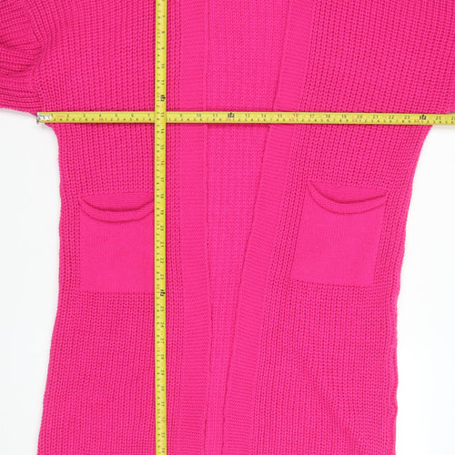 QED London Women’s Pink Chunky Knit Longline Cardigan Size 10