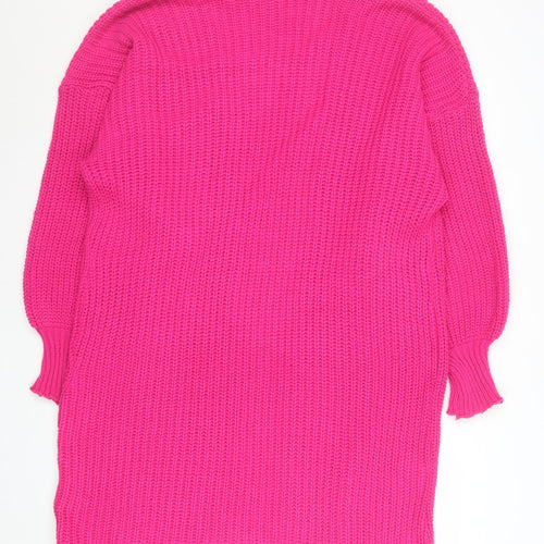 QED London Women’s Pink Chunky Knit Longline Cardigan Size 10