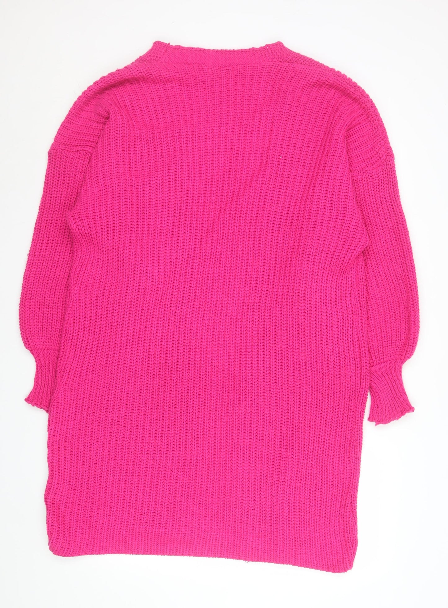 QED London Women’s Pink Chunky Knit Longline Cardigan Size 10