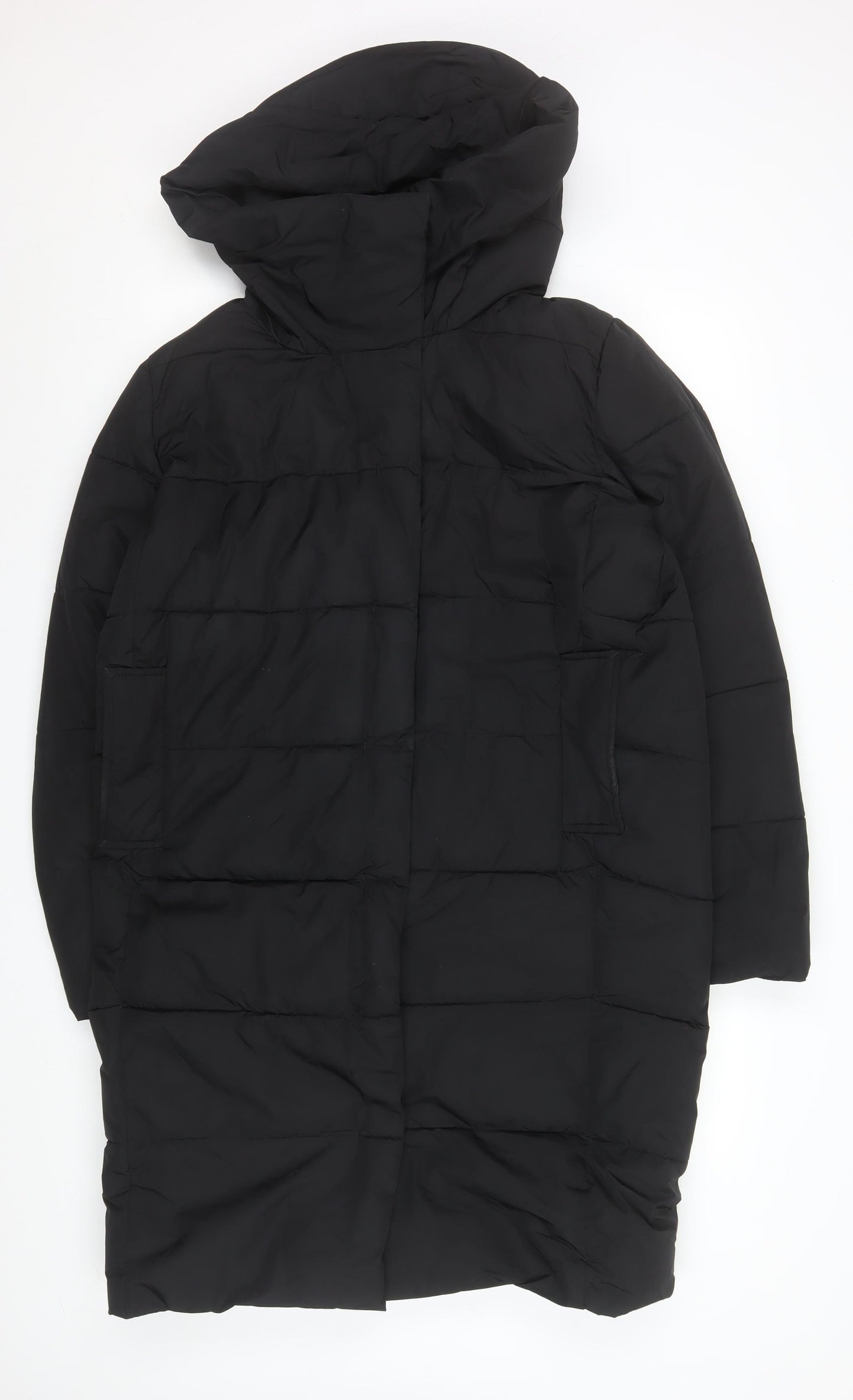 Gallery Womens Black Size 10 Long Puffer Coat Hooded Winter Jacket