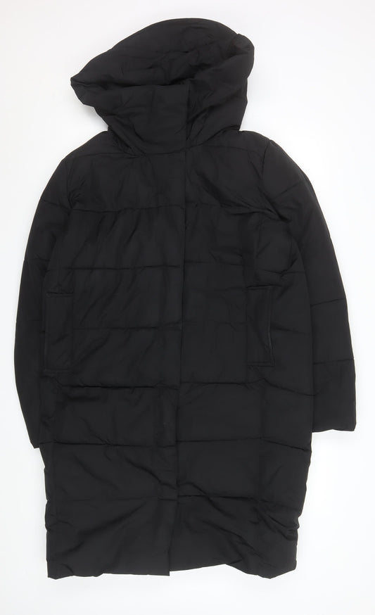 Gallery Womens Black Size 10 Long Puffer Coat Hooded Winter Jacket