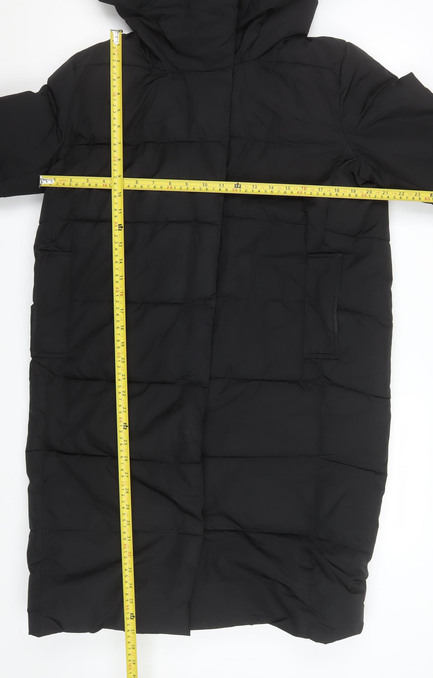 Gallery Womens Black Size 10 Long Puffer Coat Hooded Winter Jacket