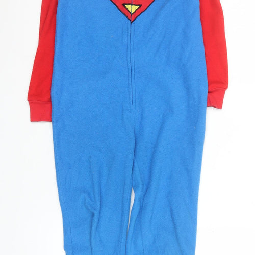 Superman Boys Blue Fleece One Piece Pyjama 7-8 Years Zip Front DC Comics