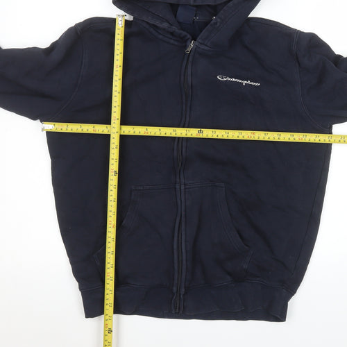 Champion Women's Blue Hooded Full Zip Cotton Blend Jacket Size M