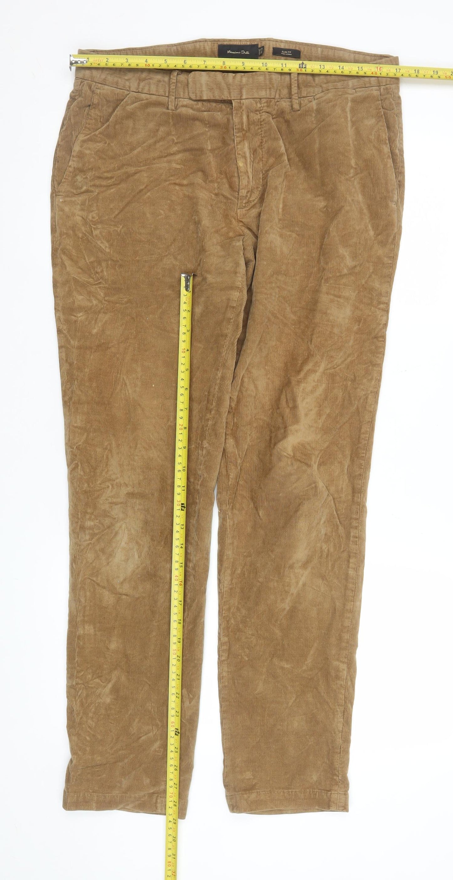 Massimo Dutti Womens Beige Corduroy Chino Trousers Size 12