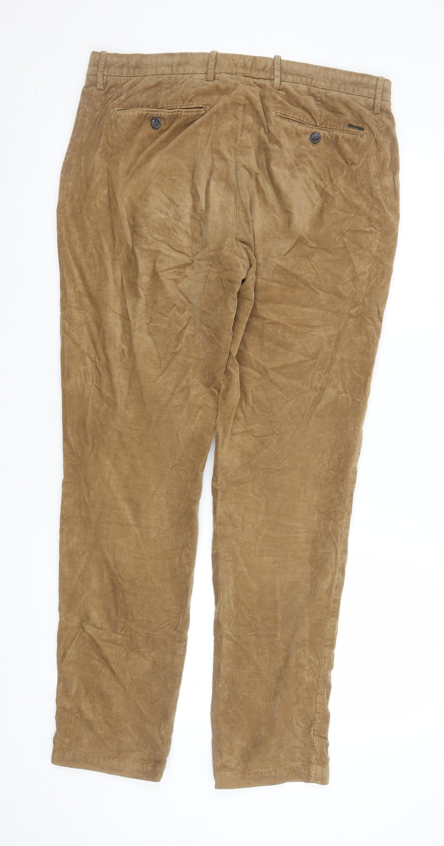 Massimo Dutti Womens Beige Corduroy Chino Trousers Size 12