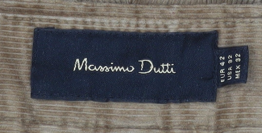Massimo Dutti Womens Beige Corduroy Chino Trousers Size 12