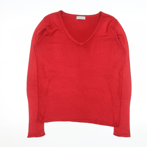 Marks and Spencer Per Una Red V-Neck Long Sleeve Women's Jumper Size 12