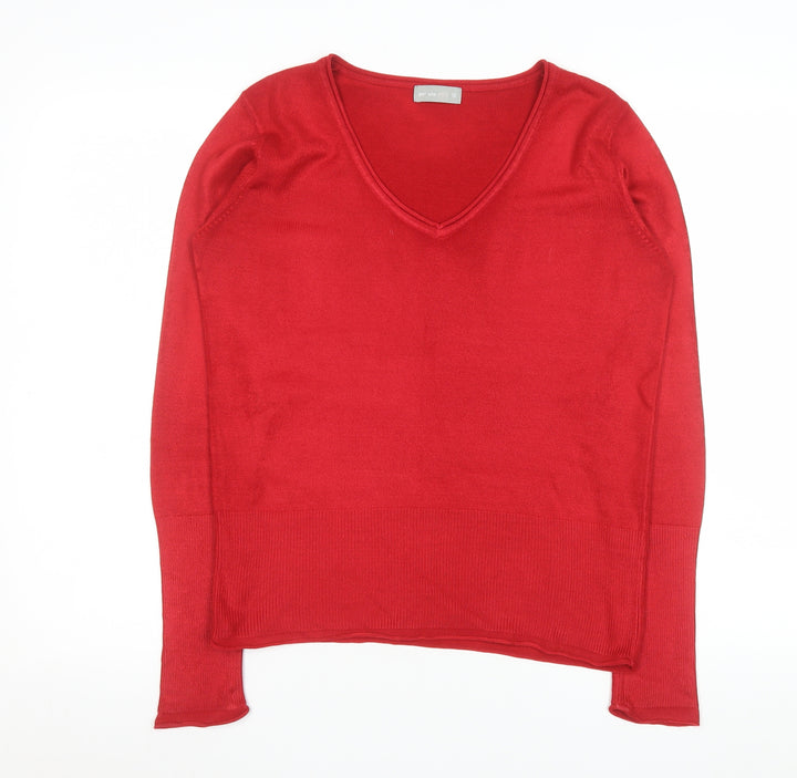 Marks and Spencer Per Una Red V-Neck Long Sleeve Women's Jumper Size 12