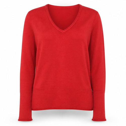 Marks and Spencer Per Una Red V-Neck Long Sleeve Women's Jumper Size 12
