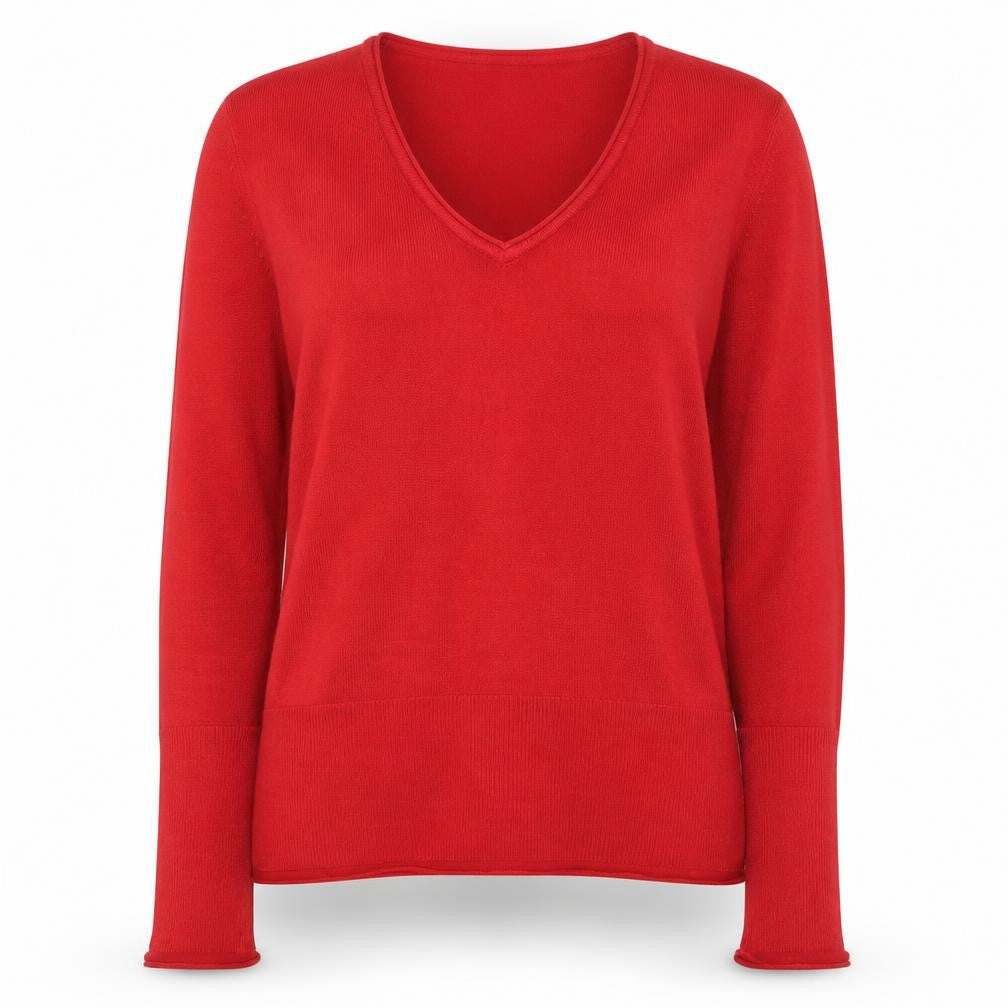 Marks and Spencer Per Una Red V-Neck Long Sleeve Women's Jumper Size 12