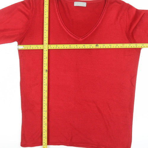 Marks and Spencer Per Una Red V-Neck Long Sleeve Women's Jumper Size 12