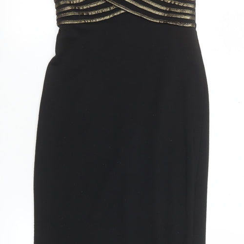 Tokyo Doll Women's Black Gold Bodycon Midi Party Dress Size 8