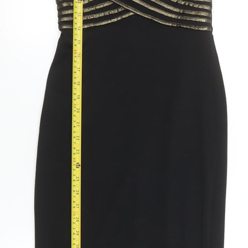 Tokyo Doll Women's Black Gold Bodycon Midi Party Dress Size 8