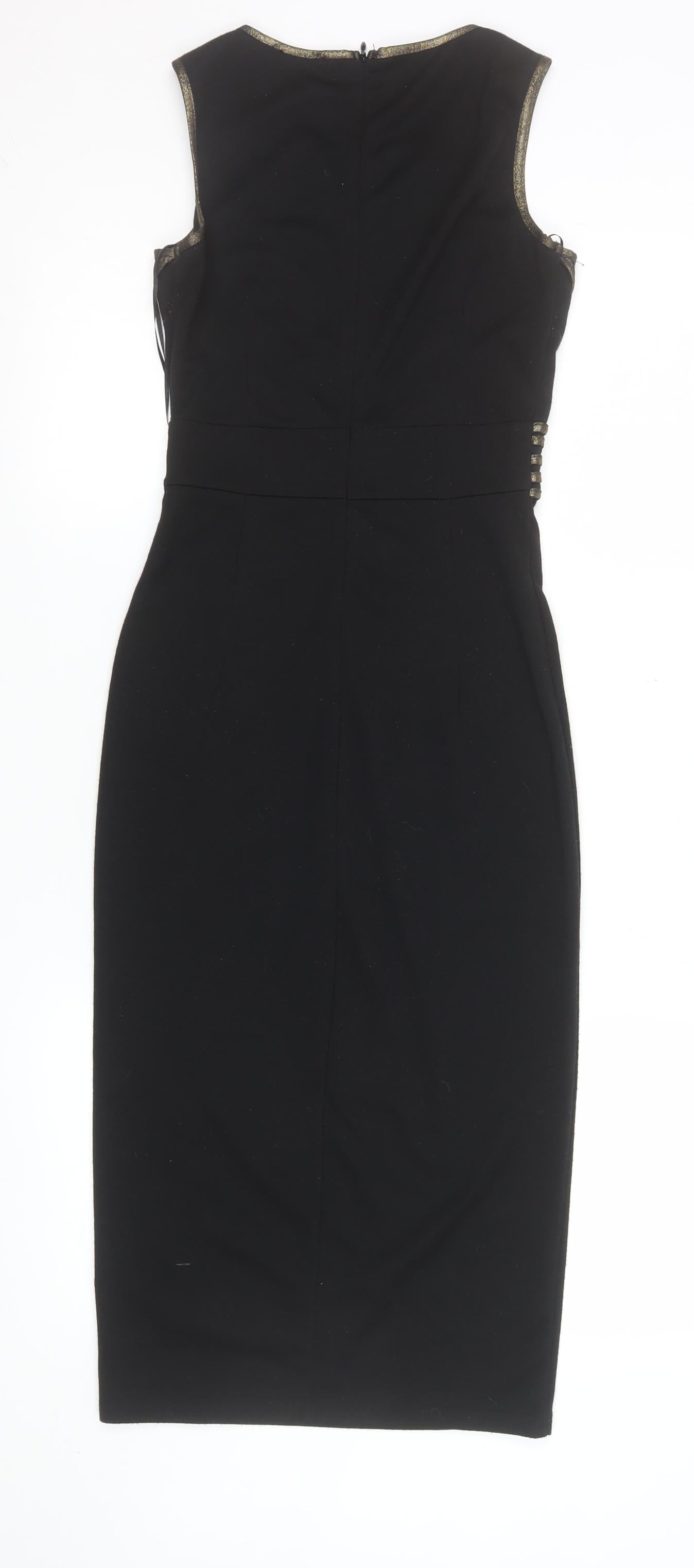 Tokyo Doll Women's Black Gold Bodycon Midi Party Dress Size 8
