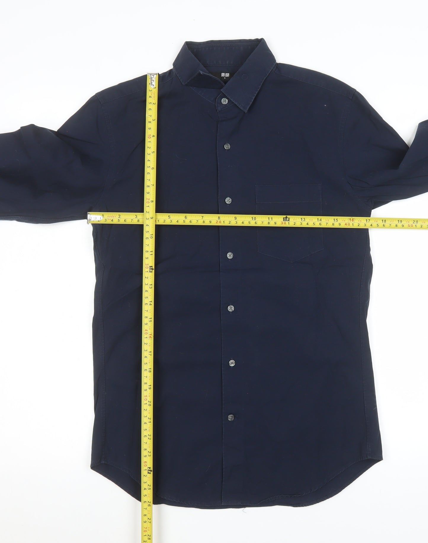 Uniqlo Men's Blue Slim Fit Long Sleeve Cotton Dress Shirt Size S