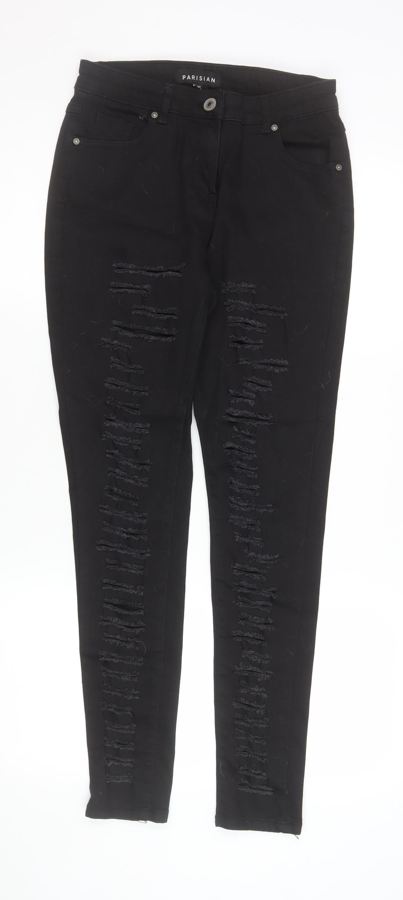 Parisian Women Black Distressed Skinny Jeans Size 12