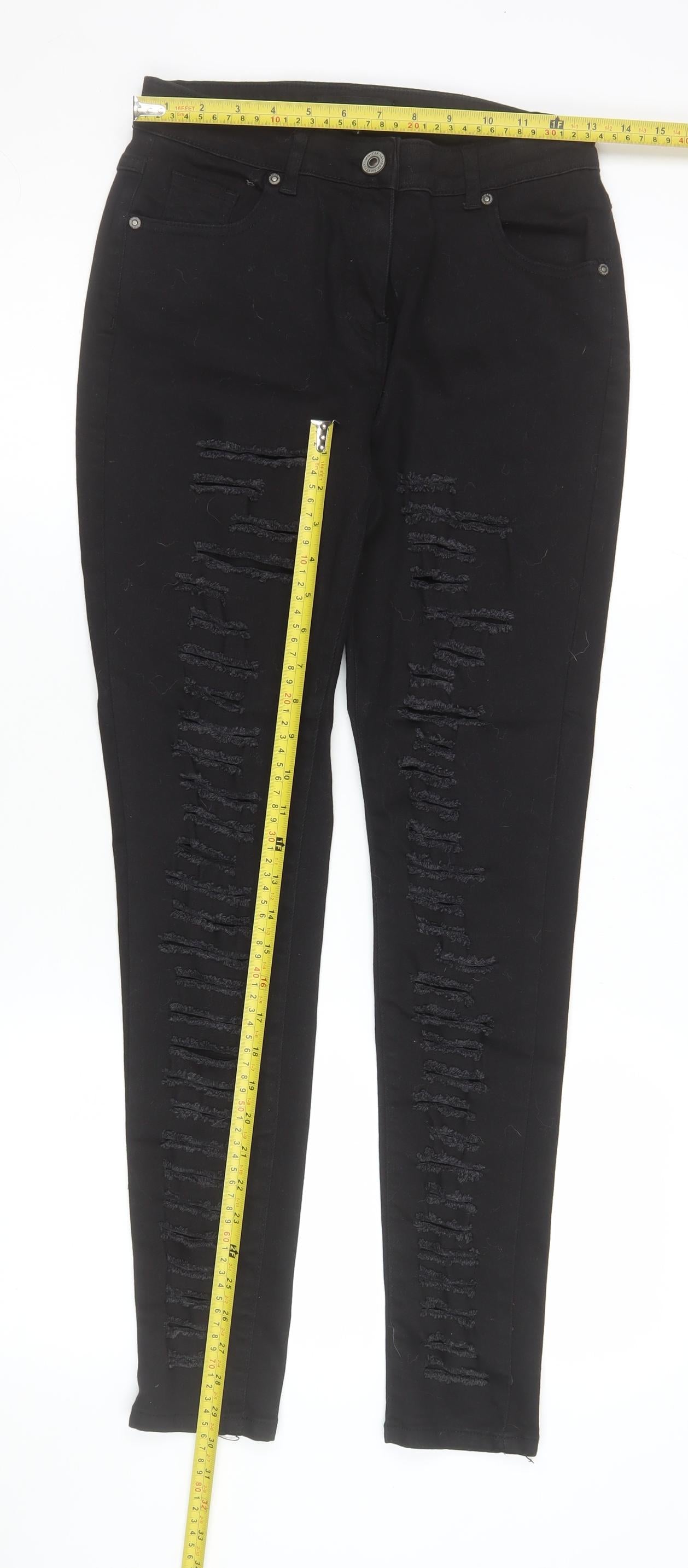 Parisian Women Black Distressed Skinny Jeans Size 12