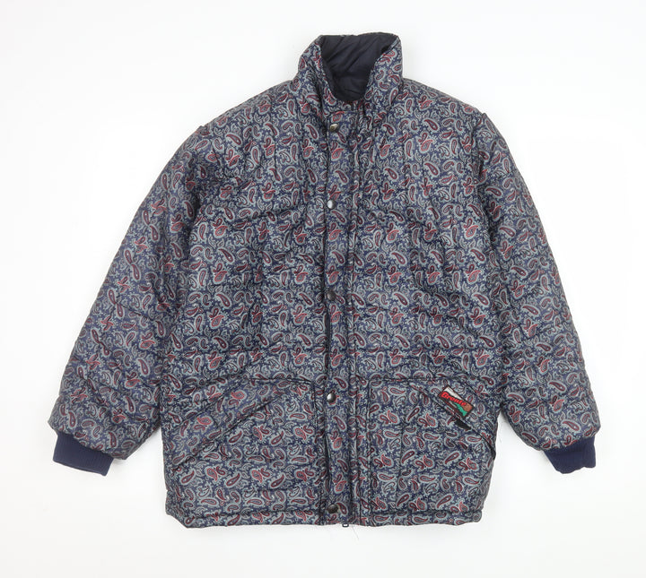 Bronte Women's Blue Paisley Quilted Puffer Jacket Size 10 UK