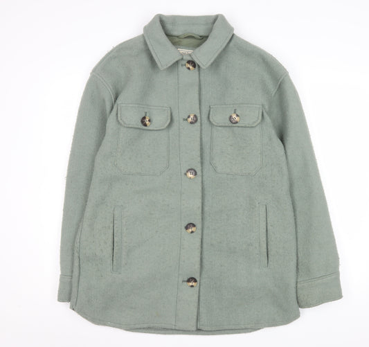 Fat Face Women’s Green Mid-Length Shacket Jacket Size 14 Polyester